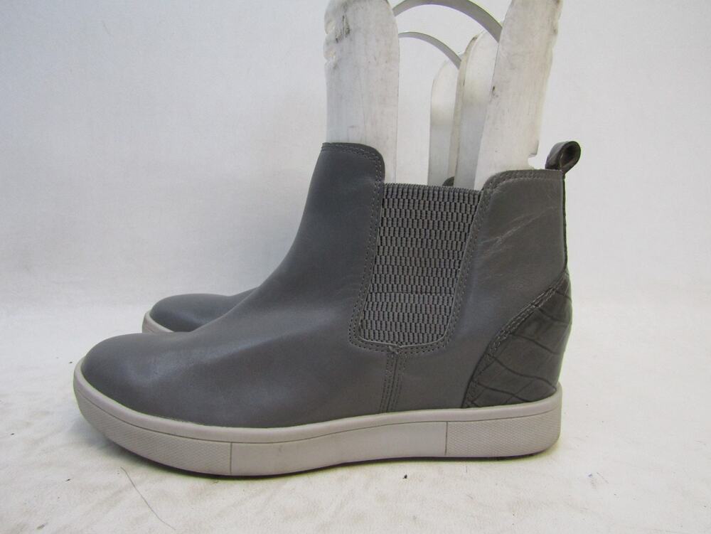 Vionic Womens Size 6 M Gray Leather Chelsea Ankle Fashion Boots Bootie